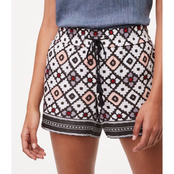Loft Patchwork Fluid Drawstring Shorts